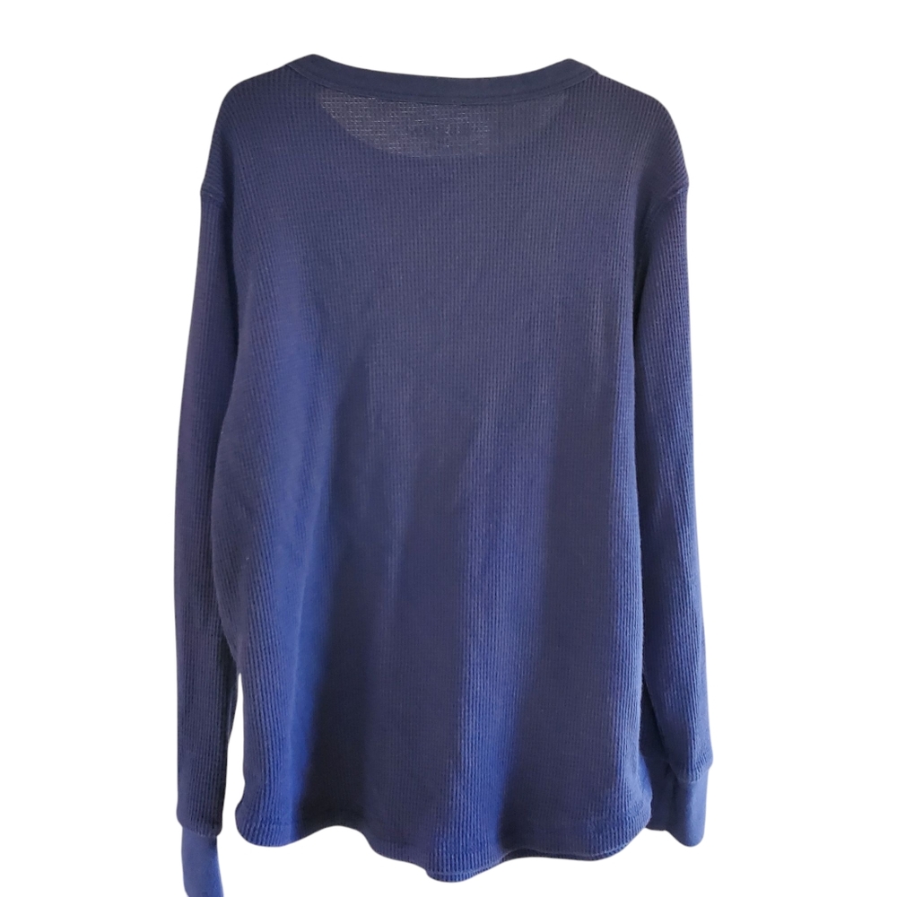 Old Navy Kids Blue Long Sleeve Thermal Waffle Shirt - Picture 2 of 4